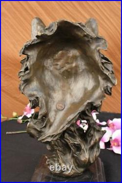 Bronze Sculpture, Hand Made Statue Animal Large Signed Lopez Wolf Art Deco Gift