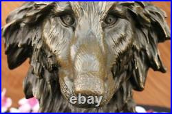 Bronze Sculpture, Hand Made Statue Animal Large Signed Lopez Wolf Art Decor Gift