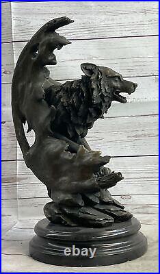 Bronze Sculpture Hand Made Statue Animal Large Signed Original HotCast Wolf Art