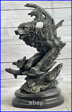 Bronze Sculpture Hand Made Statue Animal Large Signed Original HotCast Wolf Head