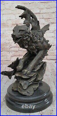 Bronze Sculpture Hand Made Statue Animal Large Signed Original HotCast Wolf Head Bronze Sculpture Hand Made Statue Animal Large Signed Original HotCast Wolf Head