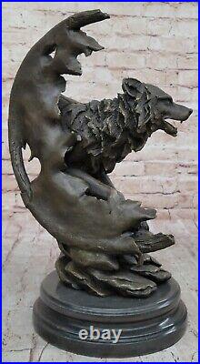 Bronze Sculpture Hand Made Statue Animal Large Signed Original HotCast Wolf Head Bronze Sculpture Hand Made Statue Animal Large Signed Original HotCast Wolf Head