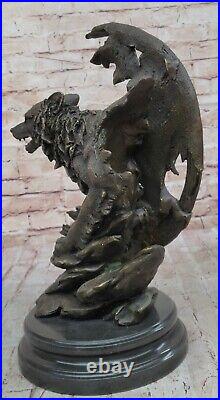 Bronze Sculpture Hand Made Statue Animal Large Signed Original HotCast Wolf Head Bronze Sculpture Hand Made Statue Animal Large Signed Original HotCast Wolf Head