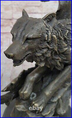 Bronze Sculpture Hand Made Statue Animal Large Signed Original HotCast Wolf Head Bronze Sculpture Hand Made Statue Animal Large Signed Original HotCast Wolf Head
