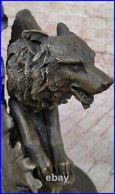 Bronze Sculpture Hand Made Statue Animal Large Signed Original HotCast Wolf Head Bronze Sculpture Hand Made Statue Animal Large Signed Original HotCast Wolf Head