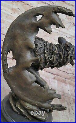 Bronze Sculpture Hand Made Statue Animal Large Signed Original HotCast Wolf Head Bronze Sculpture Hand Made Statue Animal Large Signed Original HotCast Wolf Head