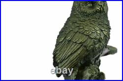 Bronze Sculpture, Hand Made Statue Animal Owl Pure Figure On Marble Base Artwork