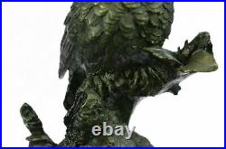 Bronze Sculpture, Hand Made Statue Animal Owl Pure Figure On Marble Base Artwork