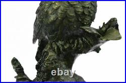 Bronze Sculpture, Hand Made Statue Animal Owl Pure Figure On Marble Base Sale