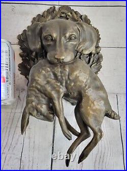 Bronze Sculpture Hand Made Statue Animal Real Cast Gun Dog Retriever Rabbit Sale
