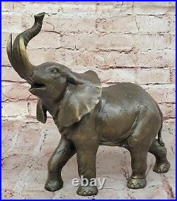 Bronze Sculpture Hand Made Statue Animal Wildlife African Elephants Elephant