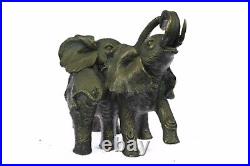 Bronze Sculpture Hand Made Statue Animal Wildlife African Elephants Elephant