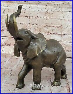 Bronze Sculpture Hand Made Statue Animal Wildlife African Elephants Elephant