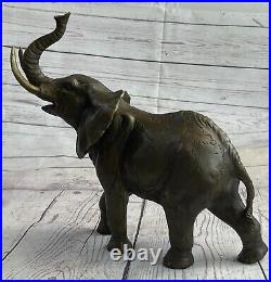 Bronze Sculpture Hand Made Statue Animal Wildlife African Elephants Elephant