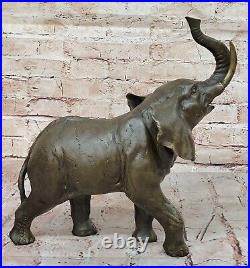 Bronze Sculpture Hand Made Statue Animal Wildlife African Elephants Elephant