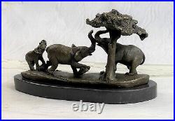 Bronze Sculpture Hand Made Statue Animal Wildlife African Elephants Elephant Art