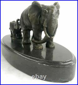 Bronze Sculpture Hand Made Statue Animal Wildlife African Elephants Elephant Art