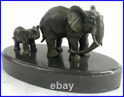 Bronze Sculpture Hand Made Statue Animal Wildlife African Elephants Elephant NR