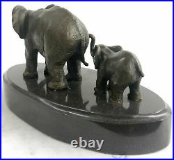 Bronze Sculpture Hand Made Statue Animal Wildlife African Elephants Elephant NR