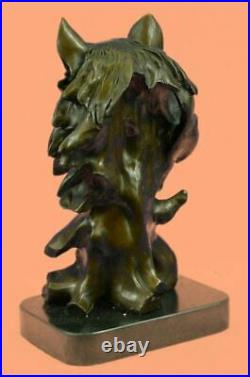 Bronze Sculpture, Hand Made Statue Animal Wolf Howling At The Moon Deal Art NR