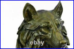 Bronze Sculpture, Hand Made Statue Animal Wolf Howling At The Moon Figurine Art