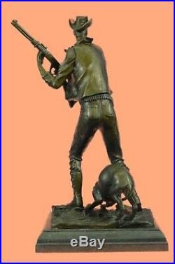 Bronze Sculpture, Hand Made Statue Art Deco Classic Cowboy And His Dog Figurine