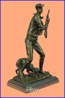 Bronze Sculpture, Hand Made Statue Art Deco Classic Cowboy And His Dog Figurine