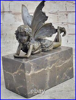 Bronze Sculpture, Hand Made Statue Art Nouveau Angel Fairy Bookend Book-End
