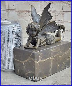 Bronze Sculpture, Hand Made Statue Art Nouveau Angel Fairy Bookend Book-End Deal