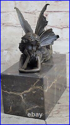 Bronze Sculpture, Hand Made Statue Art Nouveau Angel Fairy Bookend Book-End Deal