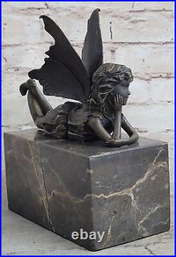 Bronze Sculpture, Hand Made Statue Art Nouveau Angel Fairy Bookend Book-End Deal