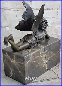 Bronze Sculpture, Hand Made Statue Art Nouveau Angel Fairy Bookend Book-End Deal