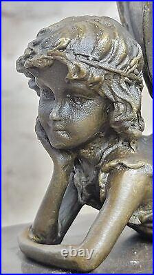 Bronze Sculpture, Hand Made Statue Art Nouveau Angel Fairy Bookend Book-End Deal