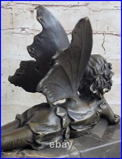 Bronze Sculpture, Hand Made Statue Art Nouveau Angel Fairy Bookend Book-End Deal