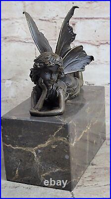 Bronze Sculpture, Hand Made Statue Art Nouveau Angel Fairy Bookend Book-End Sale
