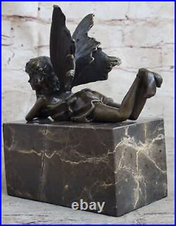 Bronze Sculpture, Hand Made Statue Art Nouveau Angel Fairy Bookend Book-End Sale