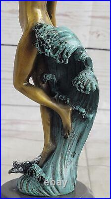 Bronze Sculpture, Hand Made Statue Art Nouveau Erotic Nude Girl with Artwork