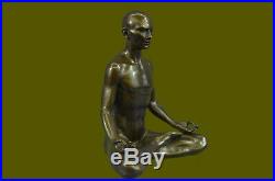 Bronze Sculpture, Hand Made Statue Art Nouveau MAN Yoga Meditation Figurine