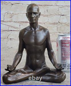 Bronze Sculpture, Hand Made Statue Art Nouveau MAN Yoga Meditation Figurine Deal