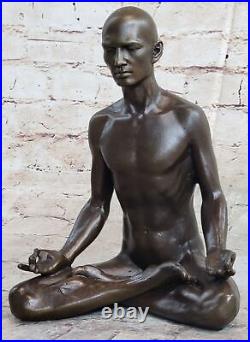 Bronze Sculpture, Hand Made Statue Art Nouveau MAN Yoga Meditation Figurine Deal