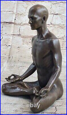 Bronze Sculpture, Hand Made Statue Art Nouveau MAN Yoga Meditation Figurine Sale