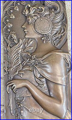 Bronze Sculpture, Hand Made Statue Art Nouveau Original Bas Relief Plaque Deal