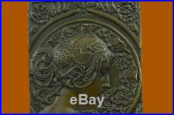Bronze Sculpture, Hand Made Statue Art Nouveau Original Bas Relief Plaque Figure