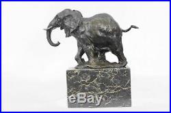 Bronze Sculpture, Hand Made Statue Art Nouveau Signed Milo Abstract Elephant