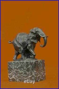 Bronze Sculpture, Hand Made Statue Art Nouveau Signed Milo Abstract Elephant Art