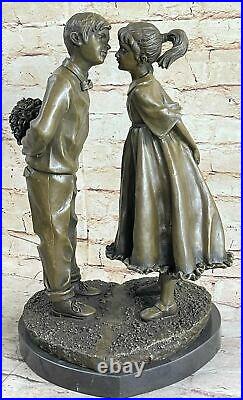 Bronze Sculpture, Hand Made Statue Children Loving Mother Day Kiss Figurine Deal