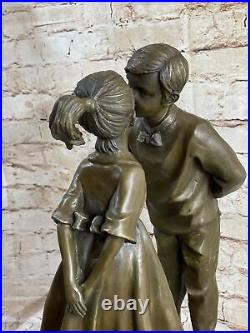 Bronze Sculpture, Hand Made Statue Children Loving Mother Day Kiss Figurine Gift