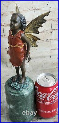 Bronze Sculpture, Hand Made Statue Fairy / Mythical Bookend Divine Angel Figure