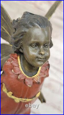 Bronze Sculpture, Hand Made Statue Fairy / Mythical Bookend Divine Angel Figure