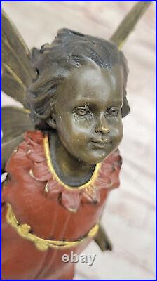 Bronze Sculpture, Hand Made Statue Fairy / Mythical Bookend Divine Angel Statue